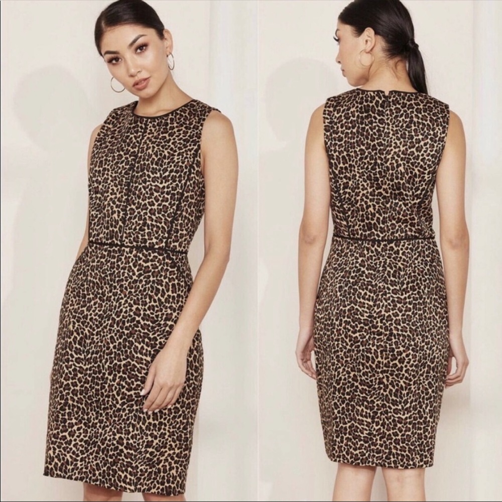 J. Crew Leopard Print Sheath Dress in Brown and Black - Picture 1 of 16